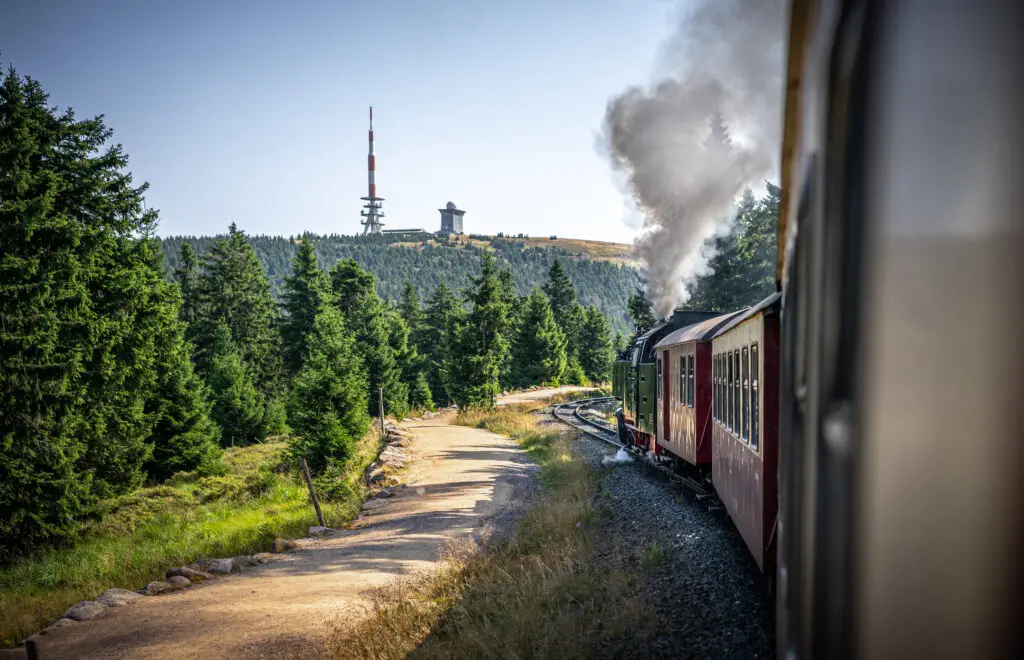 Harz narrow gauge railroad on the way to the Brocken in summer