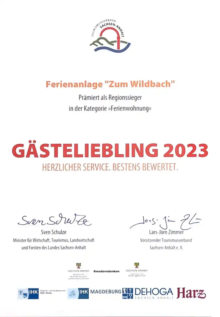 Harz region 2023 guest favorite award