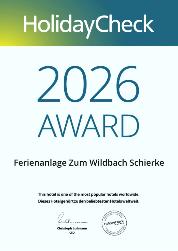 HolidayCheck Award 2026 für Ferienanlage Schierke
